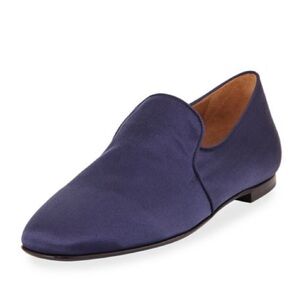 The Row Alys Satin Slipper in Navy